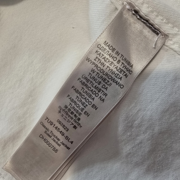 7 For All Mankind White Trucker Jacket Cotton Long sleeves Front button Size M - Picture 8 of 12